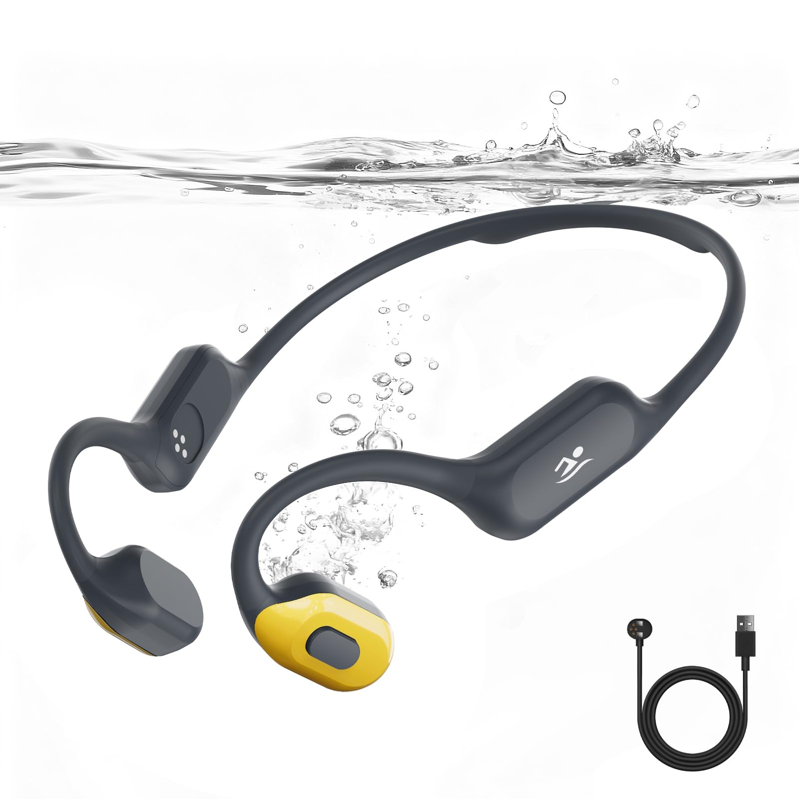 lemon yellow bone conduction headphones with safety light