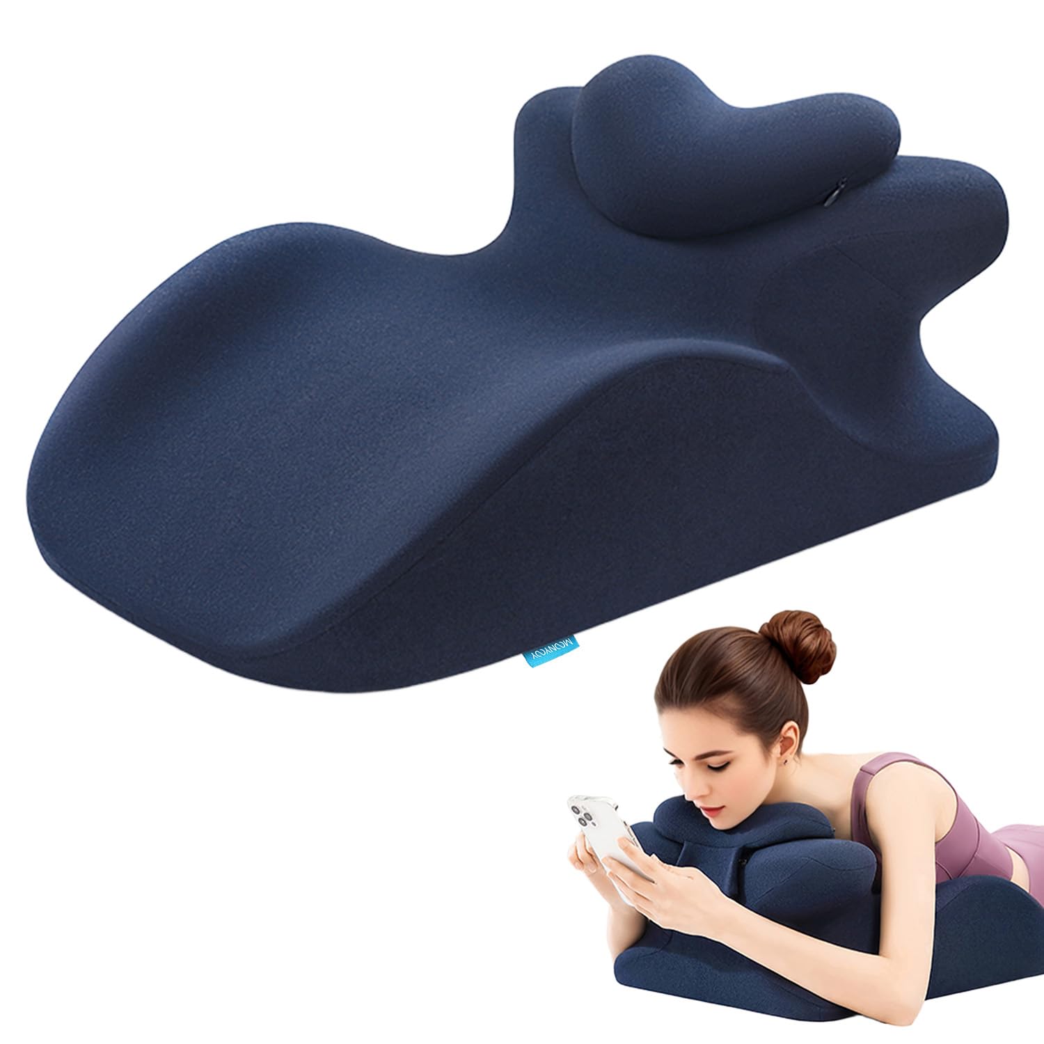 Memory Foam Ergonomic Wedge Pillow, Prone Pillow for Sleeping, Reading Pillow for Bed, Ergonomic Support for Back Pain, Acid Reflux & Sitting Up, Ideal for Massage, with Removable Cover