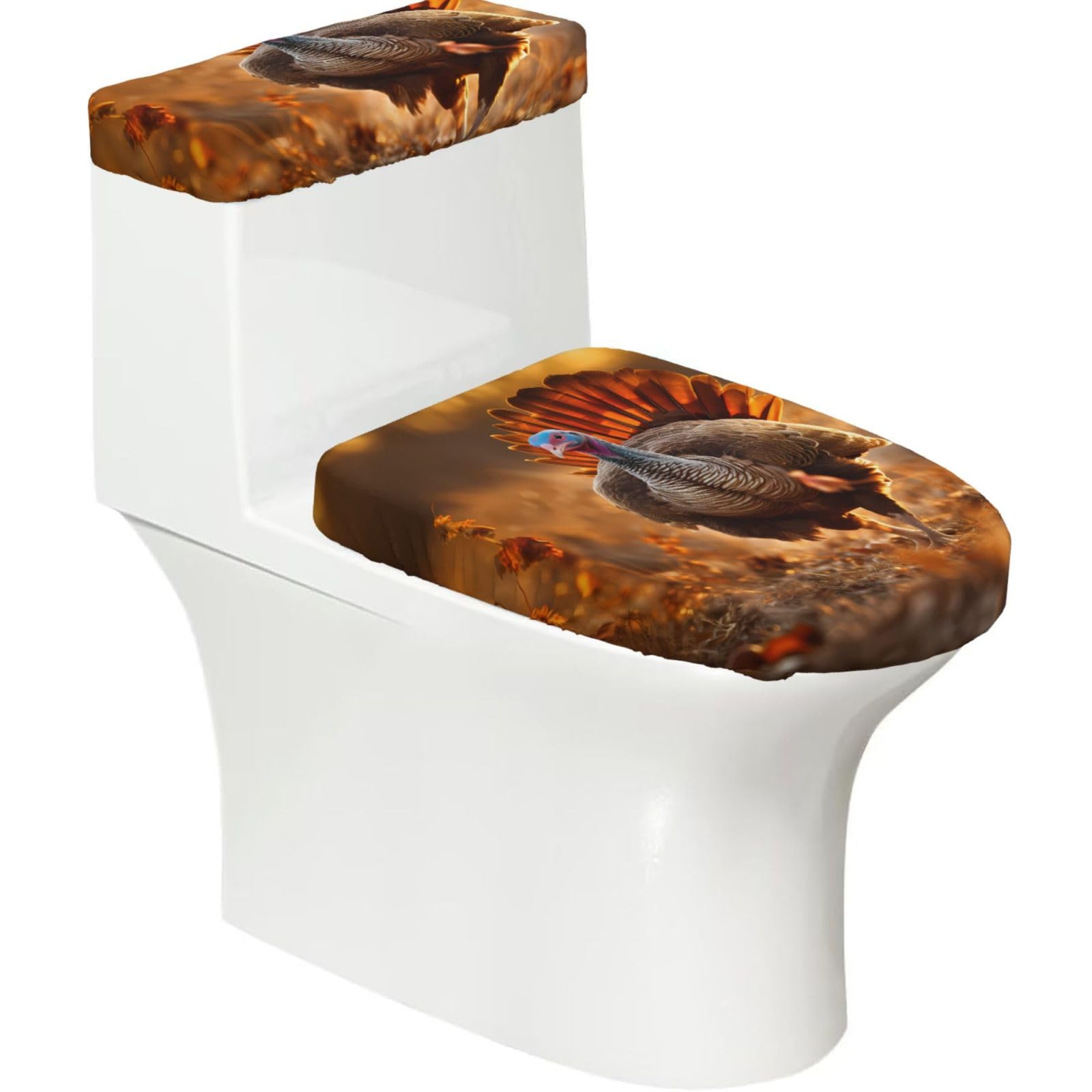 Wbqlsl Black Hams 2-Piece Toilet Seat Cover Set With Tank Lid - Elastic For U-Shape & Elongated - Bathroom Decor