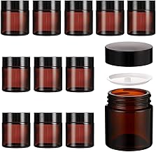 Cosmetic Jar – Small Glass Jar for Travel (Pack of 12, 120 ml) – Empty Cosmetic Box with Lid and Plastic Spoons – Empty Glass Cosmetic Container & UV Protection