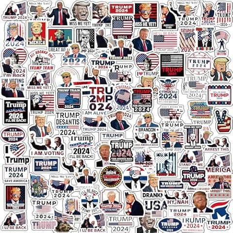 106 Pcs US President Stickers 2024,Vinyl Waterproof Trump Stickers for Laptop Phone Water Bottle Envelopes Car Bumper Cover