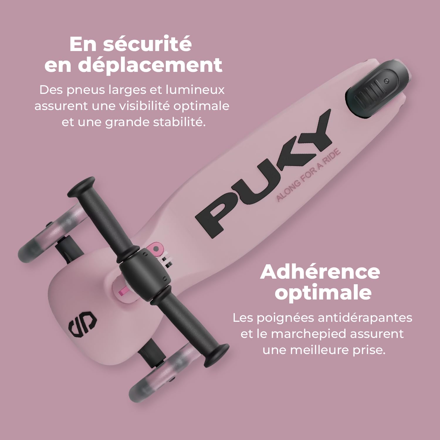 PUKY Push | Trotinette Enfant 2 Ans Pliable avec Roues LED | 3 Roues