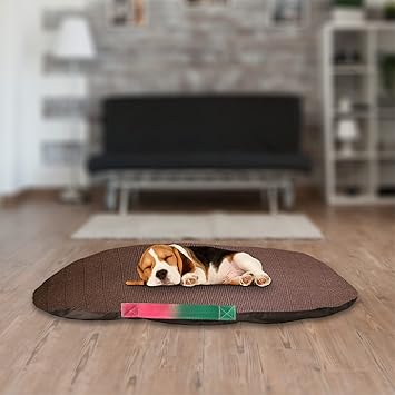 SITSNOOZE Dog Bed Ultra Soft Nylon Material Rectangle Mat Pet Bed ,Machine Washable Cozy Place for Your Furry Friend , Size -Large Colour Brown