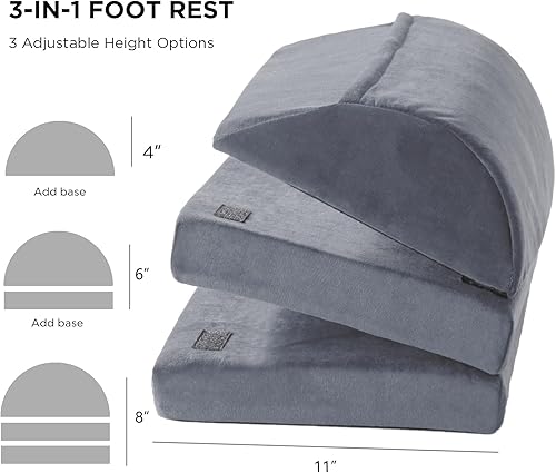 Miniatura 4 de Reposapiés para debajo del escritorio en el trabajo, reposapiés de espuma viscoelástica ajustable con funda lavable, taburete ergonómico debajo del