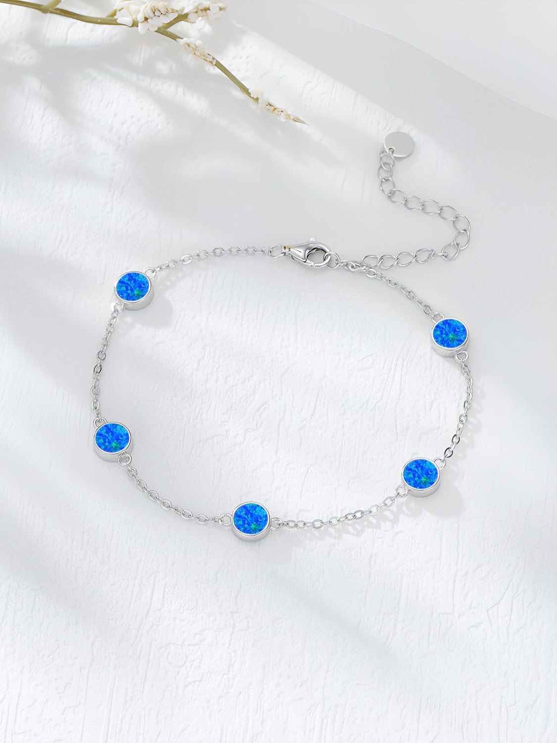 Dorunmo Ankle Bracelet for Women 925 Sterling Silver Natural Stone Bracelet Anklet Summer Beach Jewelry Birthday Gifts for Mom