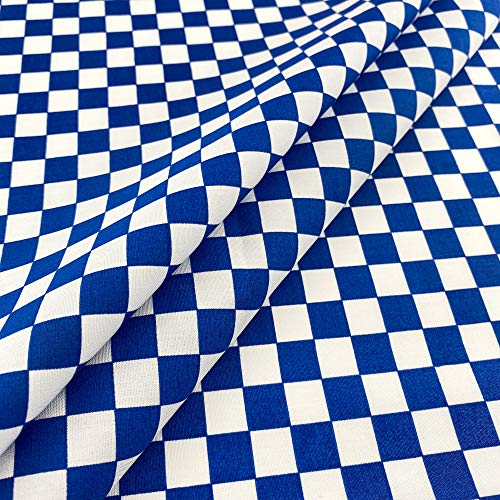 Premium 100% Cotton Checkered Geometric Fabric - 58/60" Wide, Vibrant White & Royal Blue Print Sold by the Yard 3 Premium 100% Cotton Checkered Geometric Fabric - 58/60" Wide, Vibrant White & Royal Blue Print Sold by the Yard - Image 2