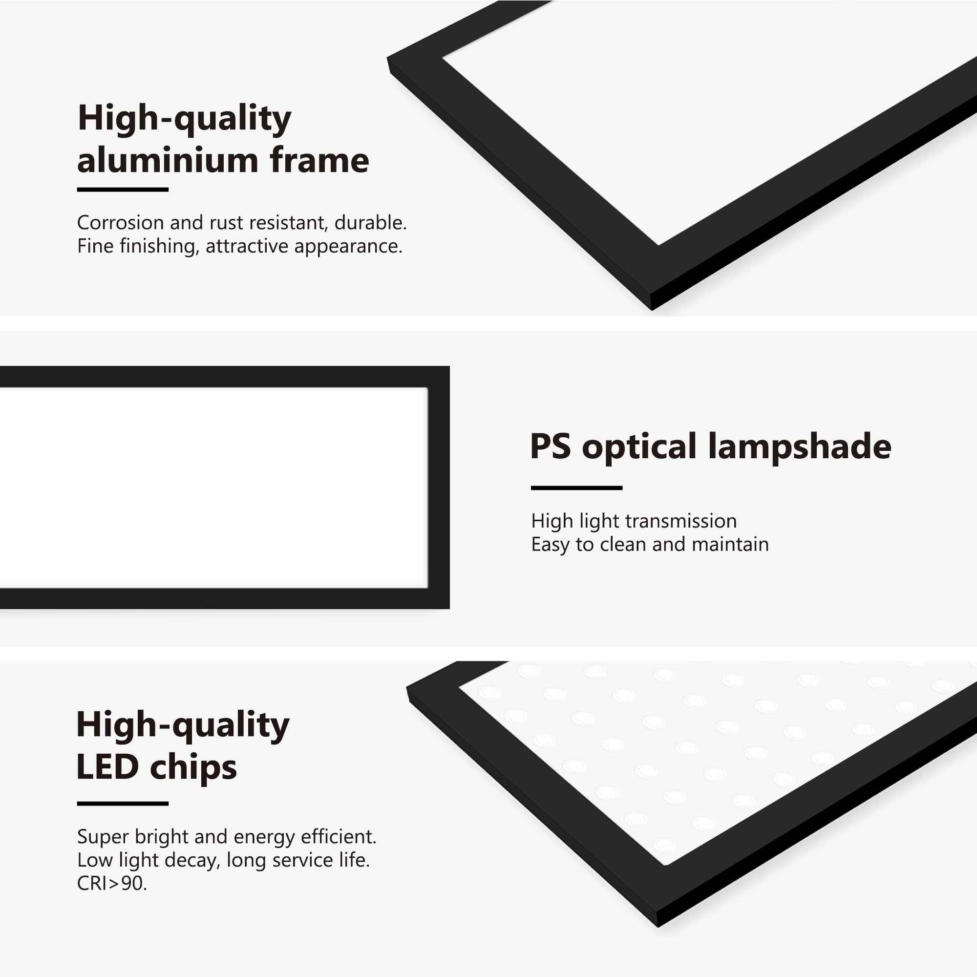YindaLux Panel sufitowy LED 120 x 30 cm, 40 W, 4000 lm, podświetlenie RGB, ściemnialna lampa sufitowa LED, z pilotem, 2700 K-6500K, lampka nocna + funkcja pamięci, do kuchni, biura, korytarza, czarny