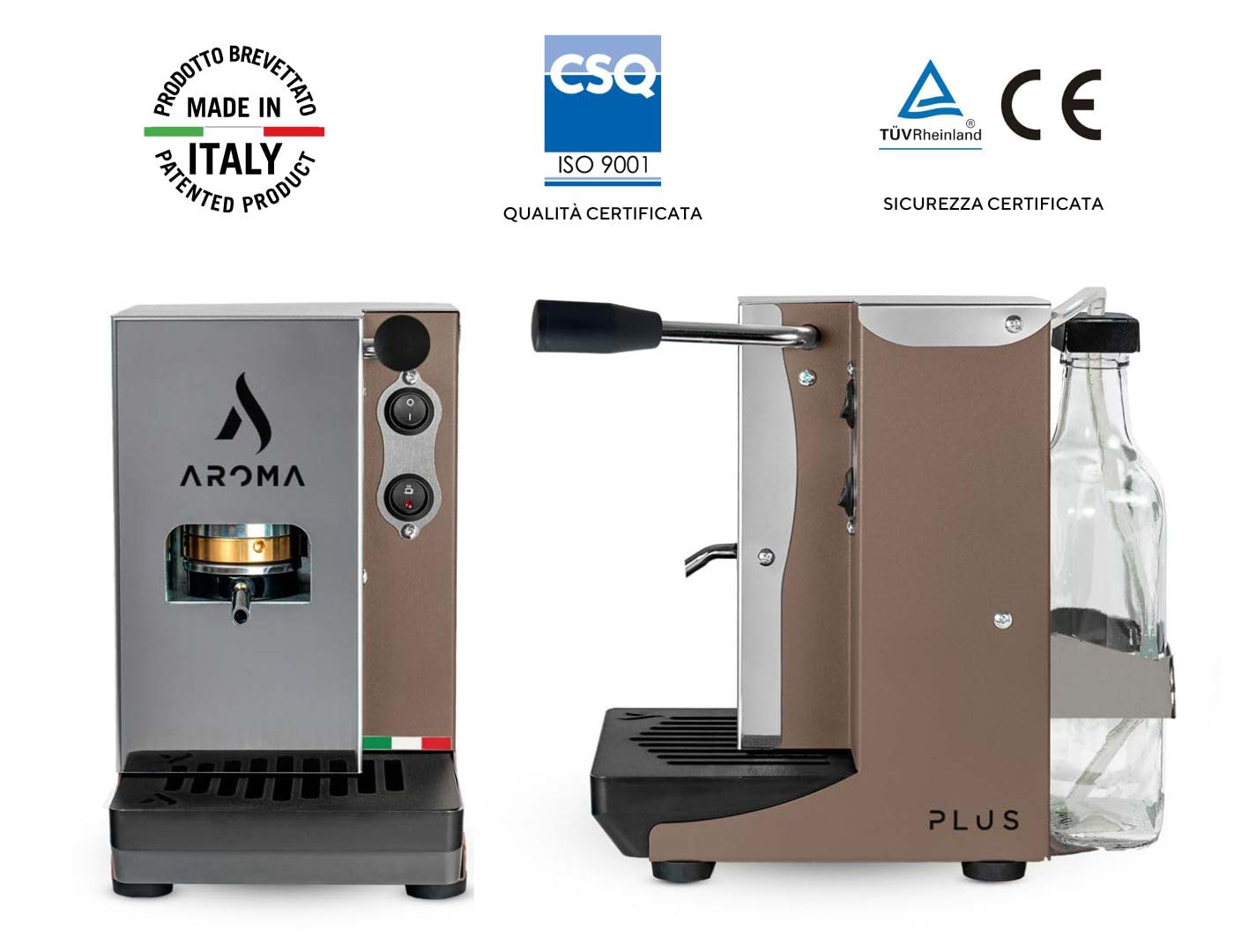 aroma Plus Basic Machine à café dosettes 44 mm Taupe