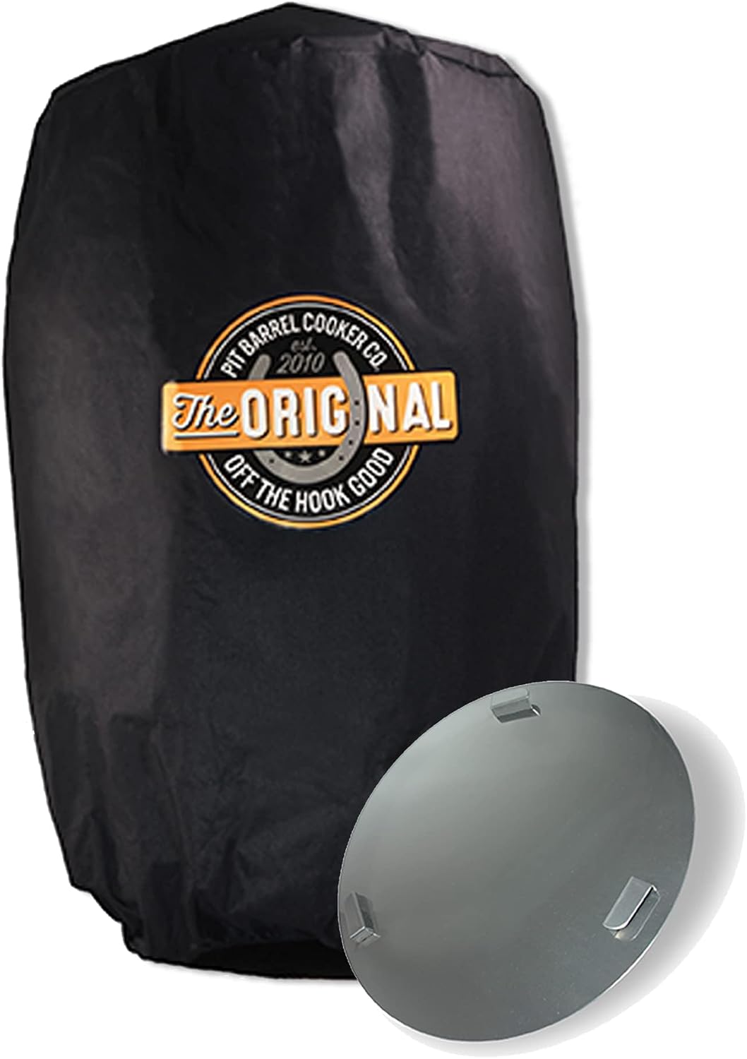 Pit Barrel Cooker Junior Ash Pan and Cover Kit - Stainless Steel Ash Pan (14 inches) with Junior Weather-Proof Grill Cover (14 inches)