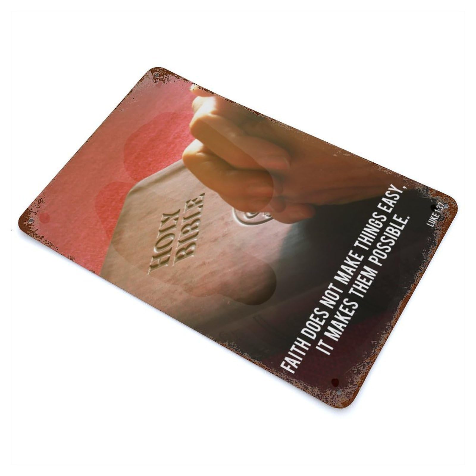 Holy Bible Quote Rustic Tin Plaque 11.8"x7.9", Ideal for Shed, Workshop And Garage Wall Decor