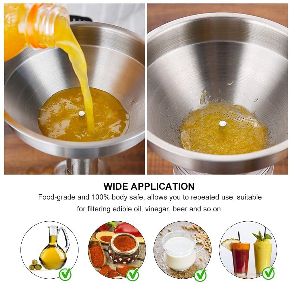 El Embudo De Acero Inoxidable De La Cocina con Filtro De Alimento De Filtro De Acero Inoxidable Desmontable, Utilizado para Transferir Aceite Líquido