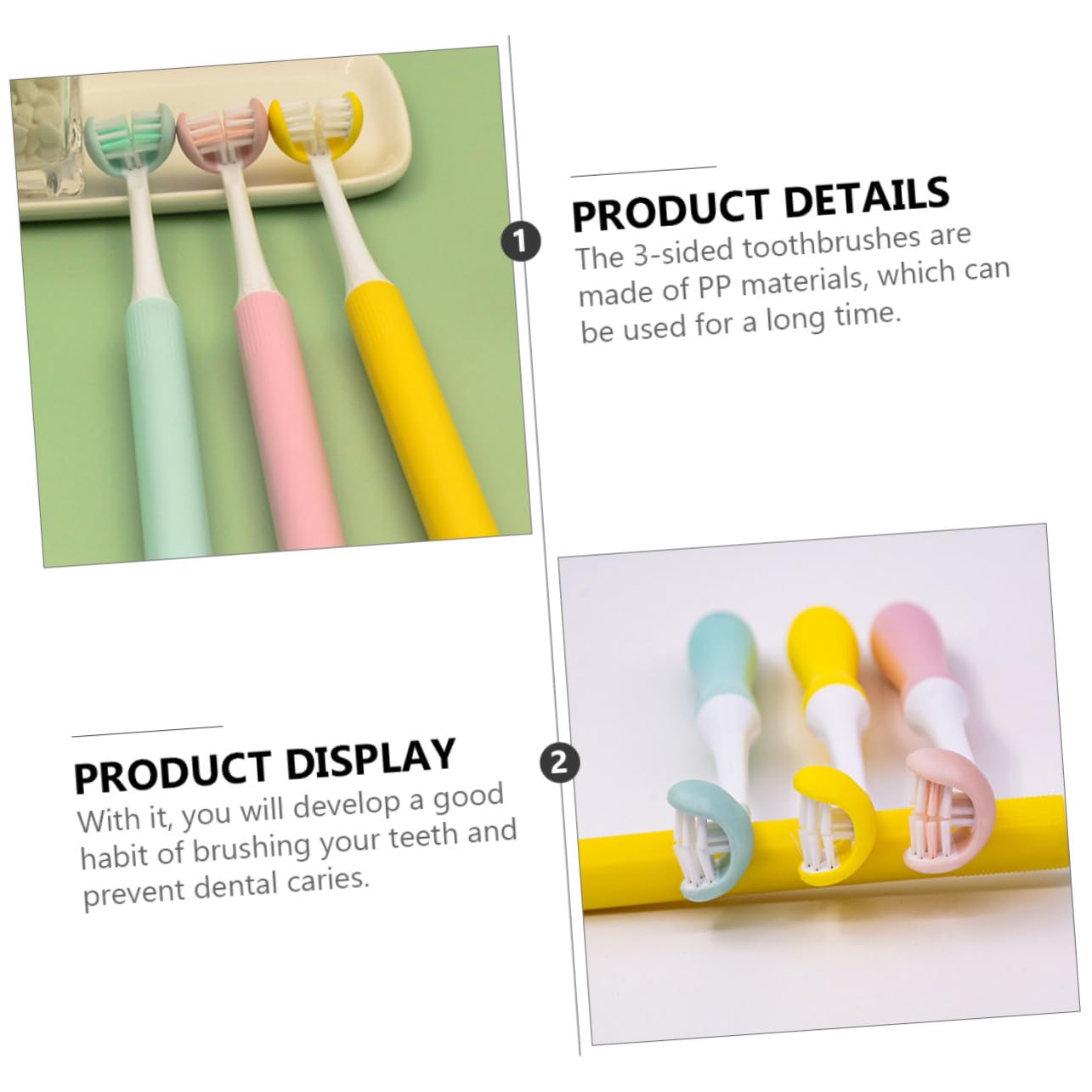 INOOMP Spazzolino per Denti Adulti 3 Lati Setole Morbide in Pp per Prevenzione Carie e Cura Orale Design Avvolgente a 3 Teste per Pulizia Completa