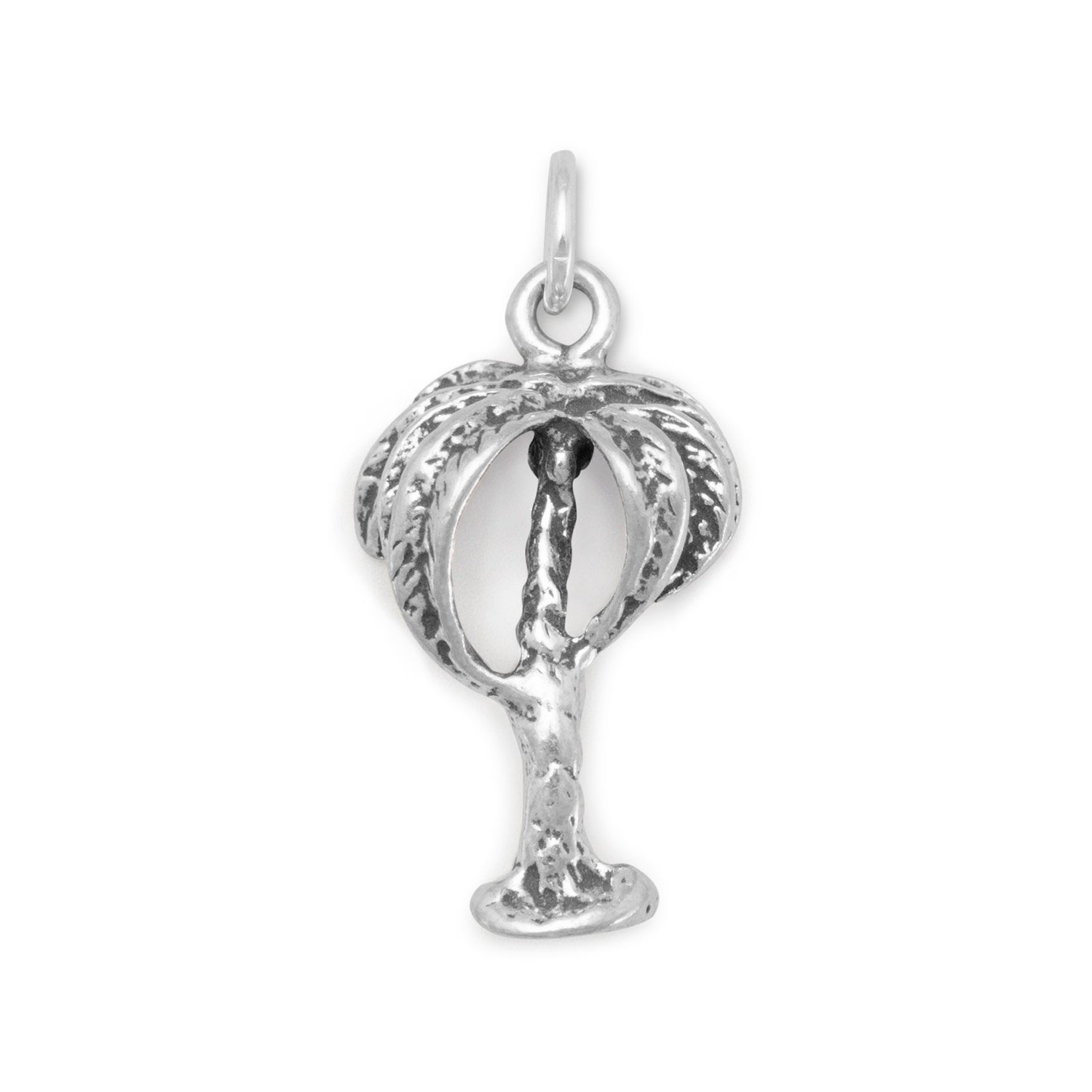 925 Sterling Silver Palm Tree Charm Pendant Necklace 21x12mm - Bead Charm for Women