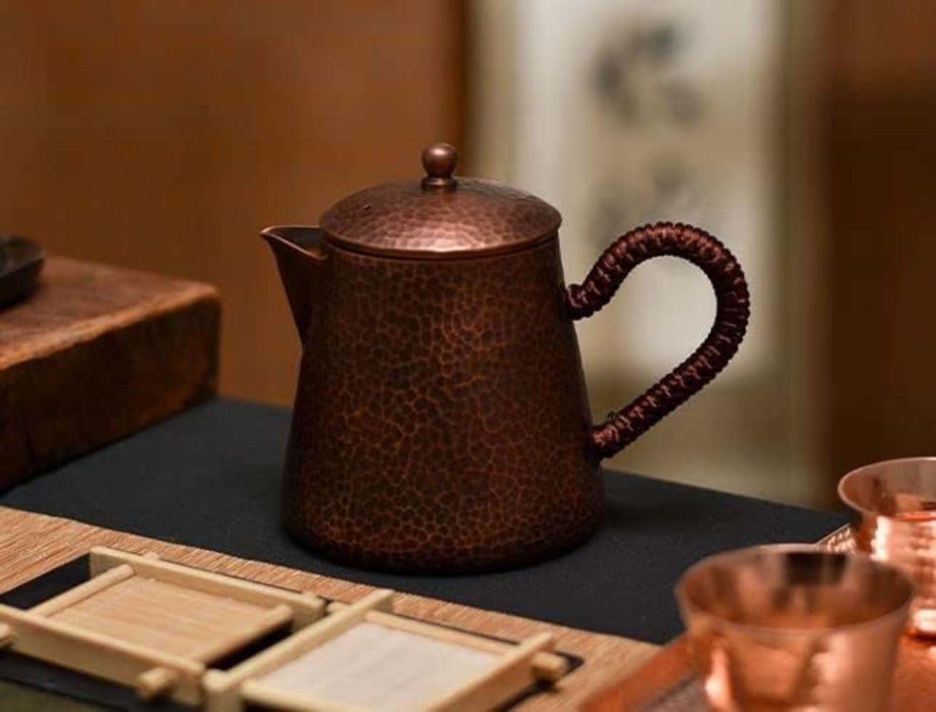 Sefoemut純銅ケトル 純粋な手作りの小さな銅のポット 急須