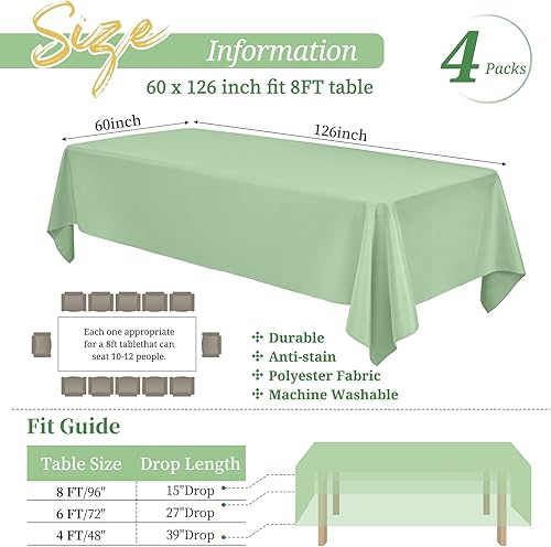 Miniatura 379 de Paquete de 8 manteles redondos blancos de 90 pulgadas, manteles redondos de poliéster lavables para mesa de tela decorativa resistente a