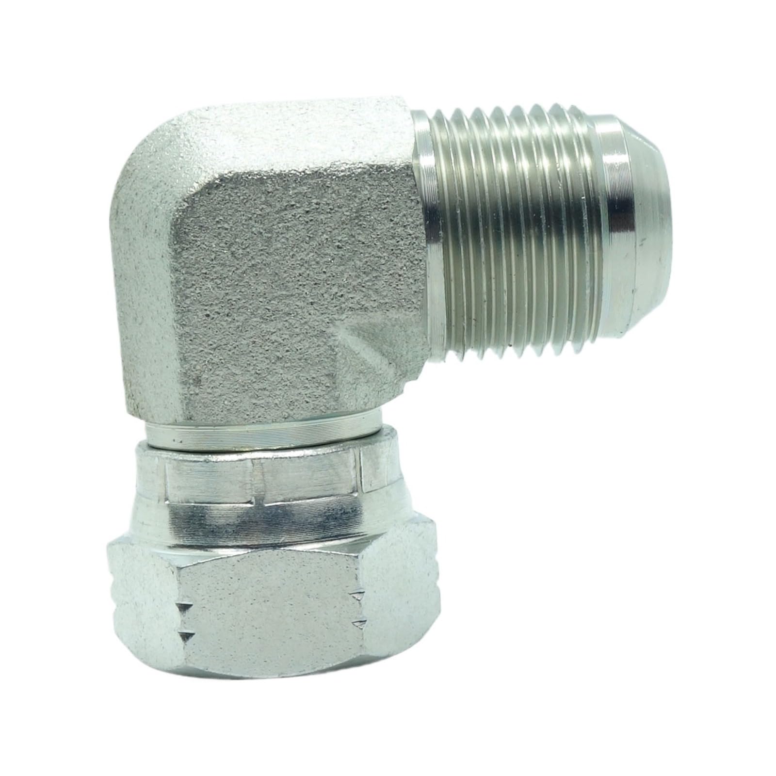 1 Piece Steel JIC Flare Tube Fitting, 90 Degree Elbow, 3/4" Male JIC (1-1/16"-12) x 3/4" Male JIC (1-1/16"-12) Swivel Tube OD