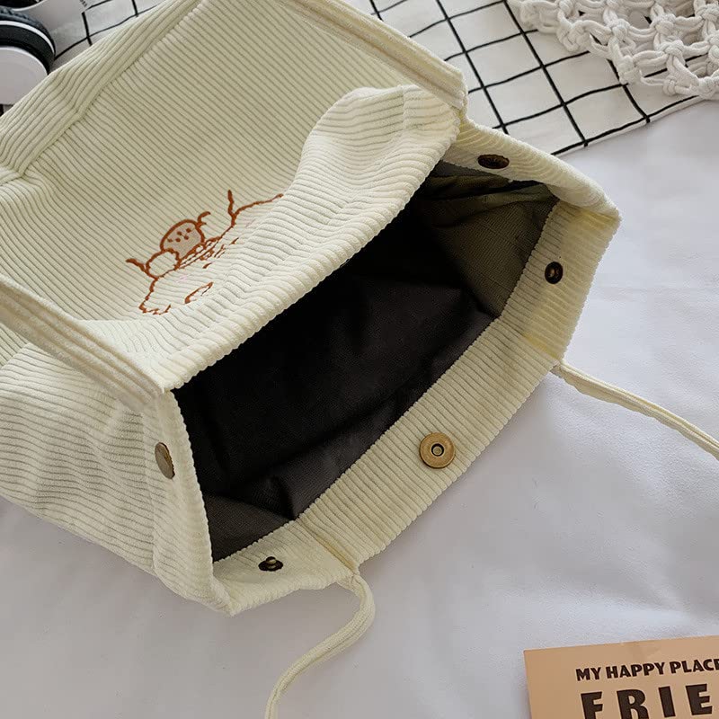 Bolso tote de pana para mujer AWXZOM miniatura 5