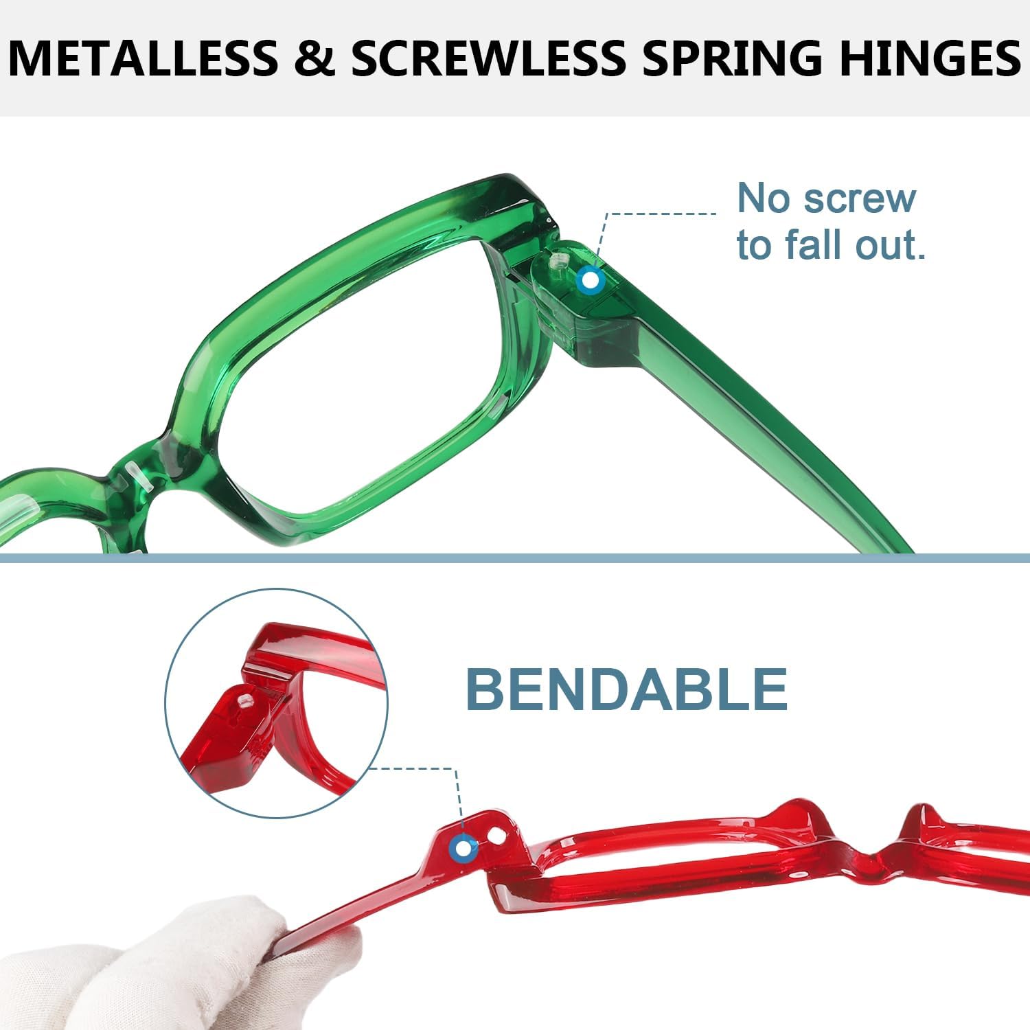 Eyekepper 6 Pack Women's Reading Glasses Metalless Screwless Spring Hinges Ladies Readers Cheaters - Mix +1.50 - Image 4