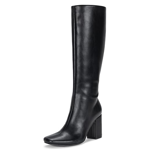 Vepose Knee High Boots for Women, Block Chuncky Heel, Squared Toe Long Boot, Inside Zipper Tall Boots
