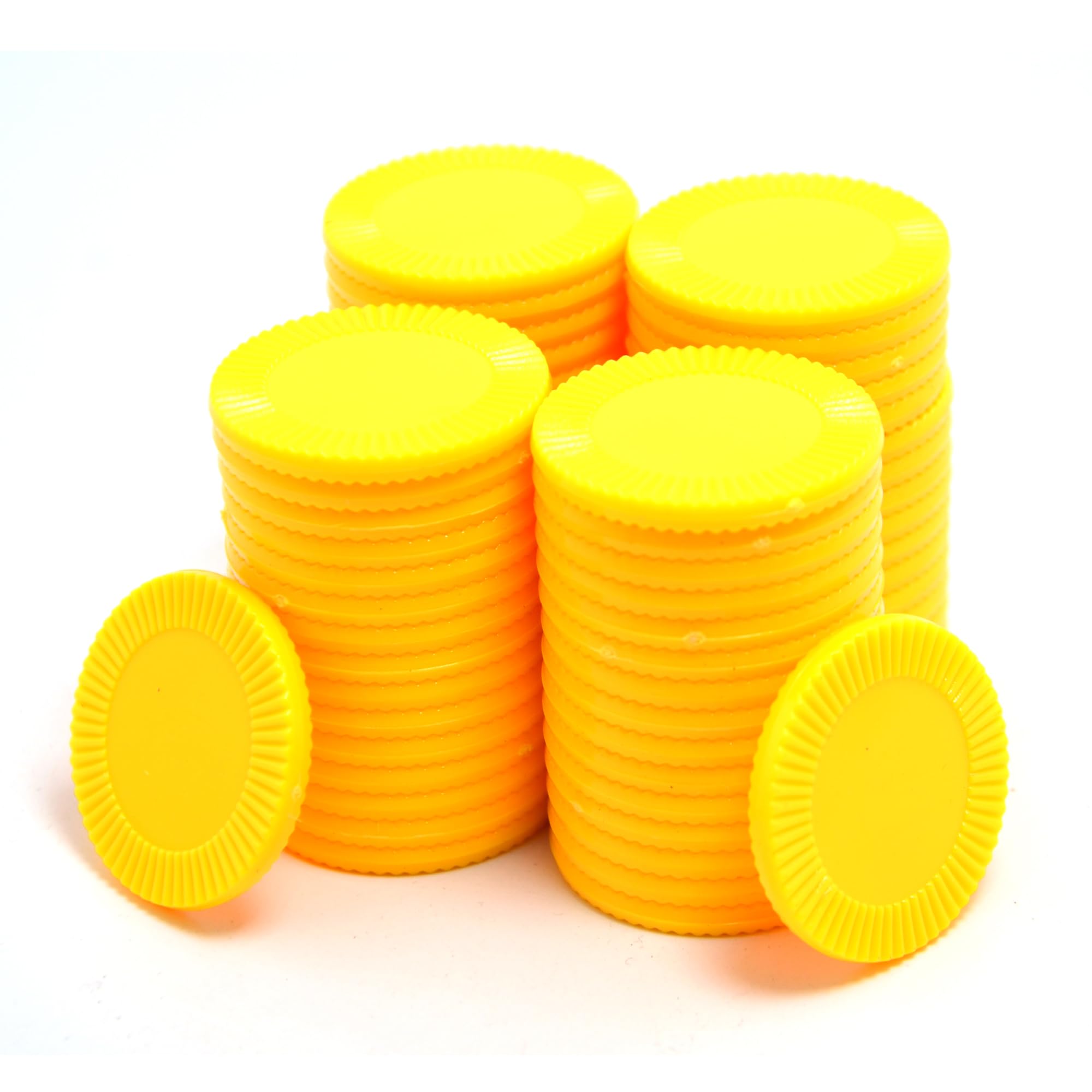 Smartdealspro Opaque Plastic Learning Counters Mini Poker Chips Games Tokens with Storage Box (Yellow, 32mm(64pcs, Sunflower))