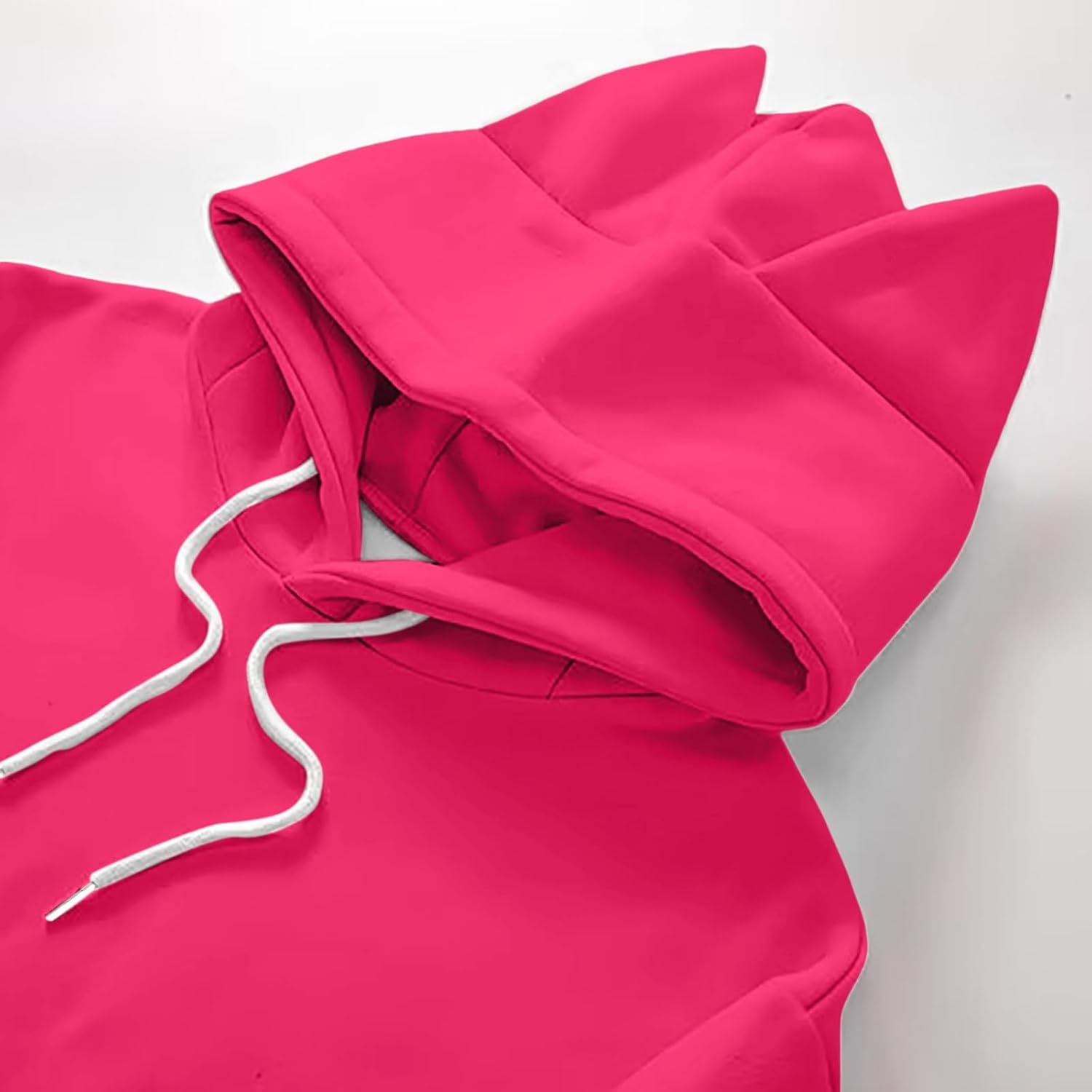 Oversized Cat Ear Hoodies for Women Fall Trendy Basic Plain Y2K Hooded Pullover Sweater Tops Long Sleeve Sweatshirt