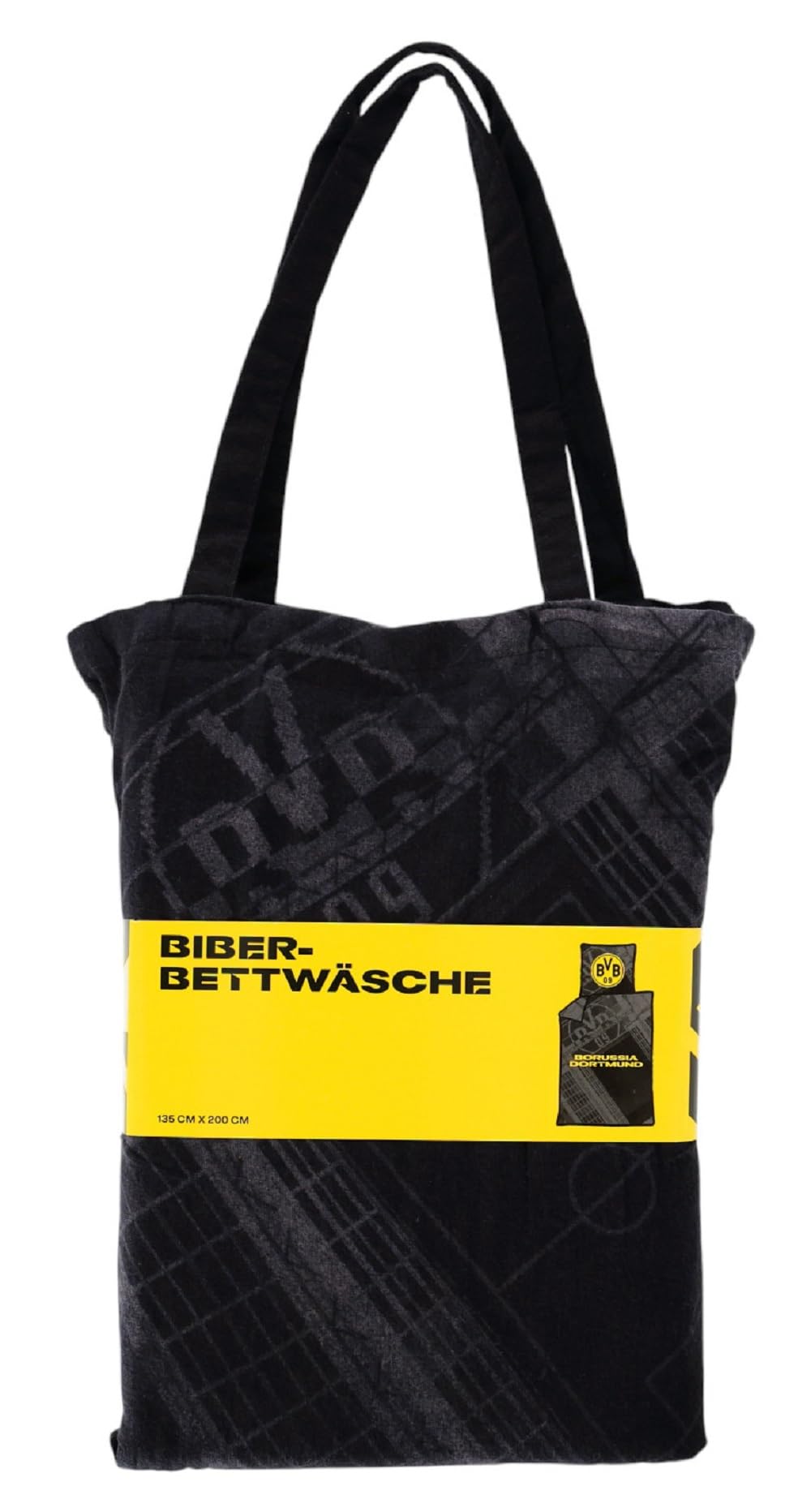 Dortmund Borussia Biber Bettwäsche - Stadion - Schwarzgrau | 2teilig Baumwolle | 135 x 200 cm | BVB 09