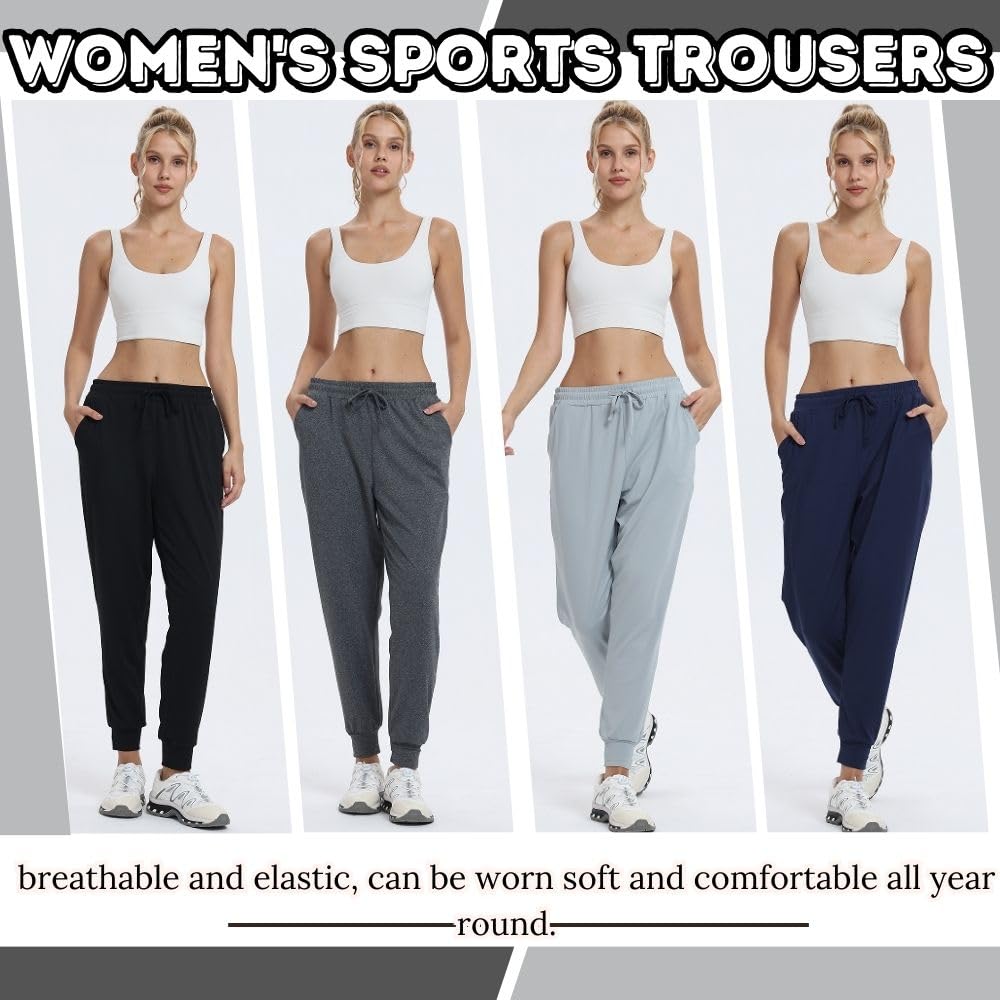 Paquete de 3 pantalones deportivos para mujer, pantalones largos de entrenamiento, fitness, cintura alta, deportes, yoga, ocio, ocio, con bolsillos