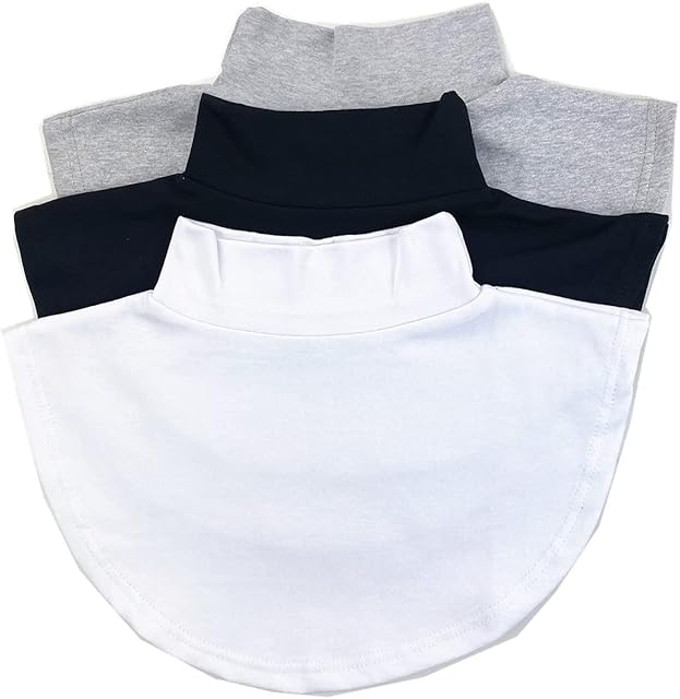 REDODECO 3pcs Womens Cotton Mock Turtleneck Dickey False Fake Turtleneck Half Top Shirts Blouse Collar Shoulder Cover,Black White Gray