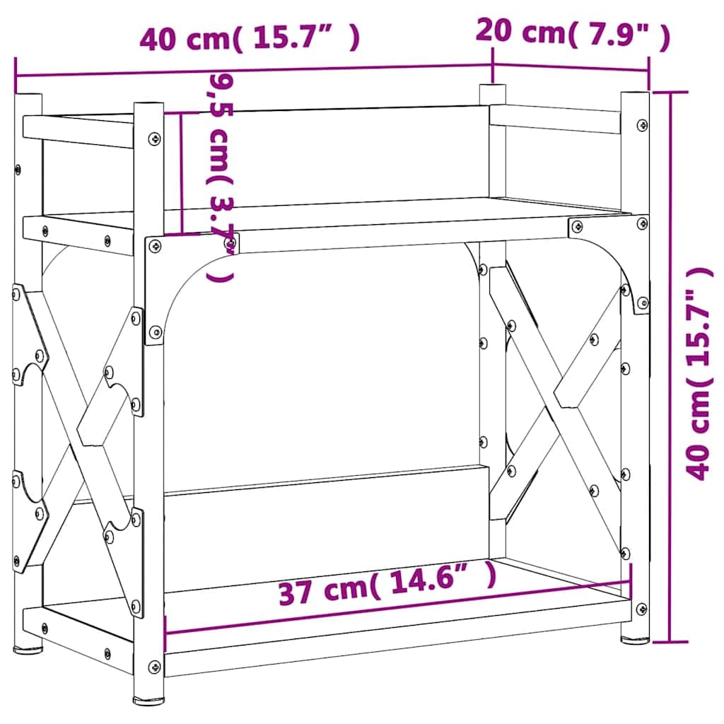 Supporto per stampante a 2 ripiani, nero, 40 x 20 x 40 cm, in legno con struttura in metallo, gambe regolabili e tappi in plastica, supporto da scrivania multifunzione per stampanti