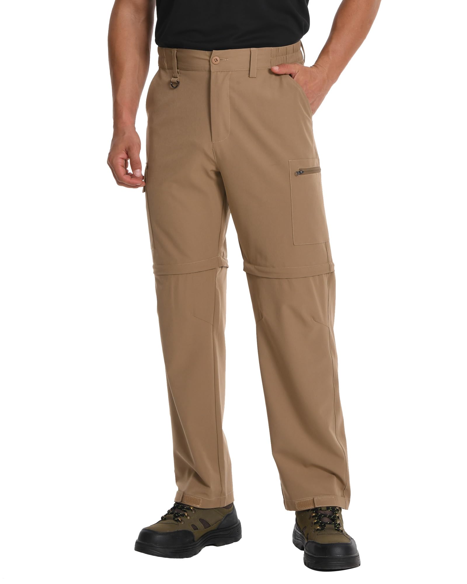 Pantalones de senderismo para hombre, convertibles, de secado rápido, con cremallera, tácticos, resistentes al agua, ligeros, con 6 bolsillos