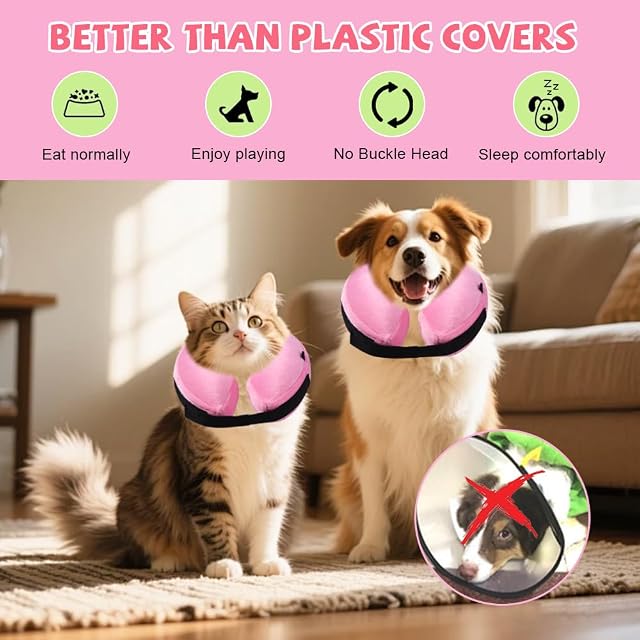 Foto 5 de 7 de Collar Inflable Protector para Perro,Recuperación Gato Ajustable,SZMK Collarin Perros para No…