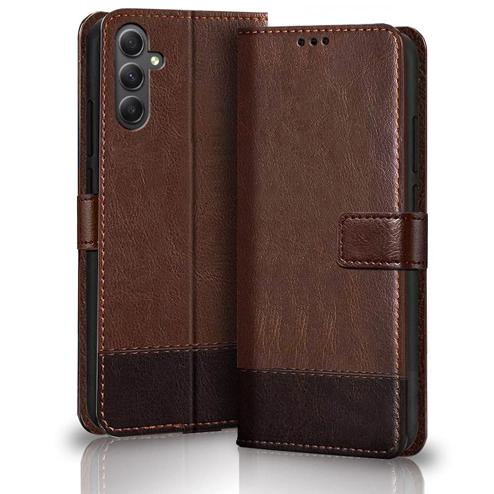 TheGiftKart Flip Back Cover Case for Samsung Galaxy A54 5G | Dual-Color Leather Finish | Inbuilt Stand & Pockets | Wallet Style Flip Back Case Cover for Samsung Galaxy A54 5G (Brown & Coffee) (B0BYD48TCV) Amazon Price History, Amazon Price Tracker