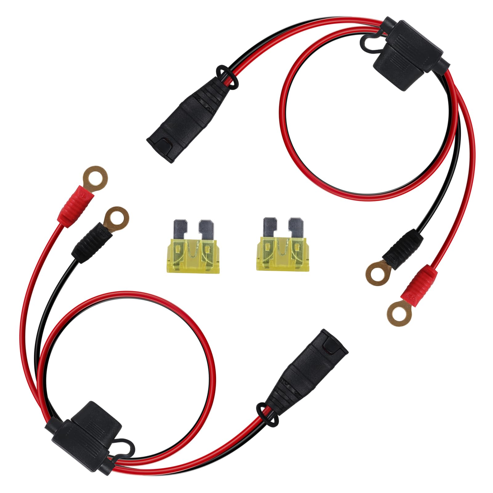 2Pcs 16 AWG Wire Harnesses is Compatible with NOCO GC008 X-Connect and M6 (1/4in) XL Ring terminals.Suitable for NOCO Genius 1 and NOCO Genius 2 with Battery Chargers Connecting.