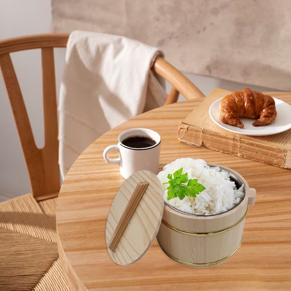 Seau à riz en bois avec cuve inox pour cuisine et sushi