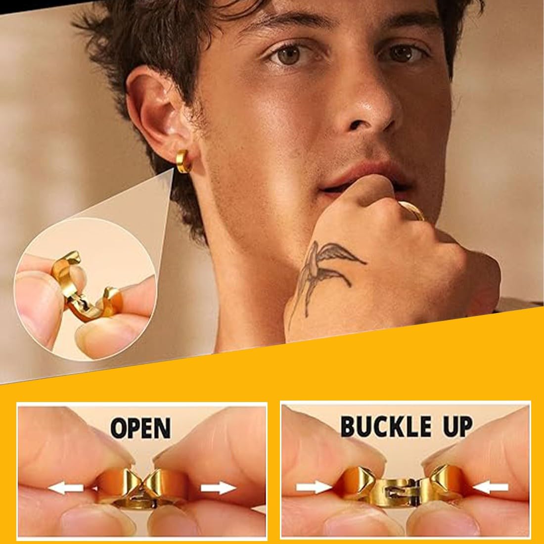 3 Paia Orecchini da Uomo Donna in Acciaio Inossidabile,Tondo, Orecchini Senza Buco, Senza Buco, Clip Senzas Inossidabile Cerchi Non Piercing Clip on Uomo in Acciaio
