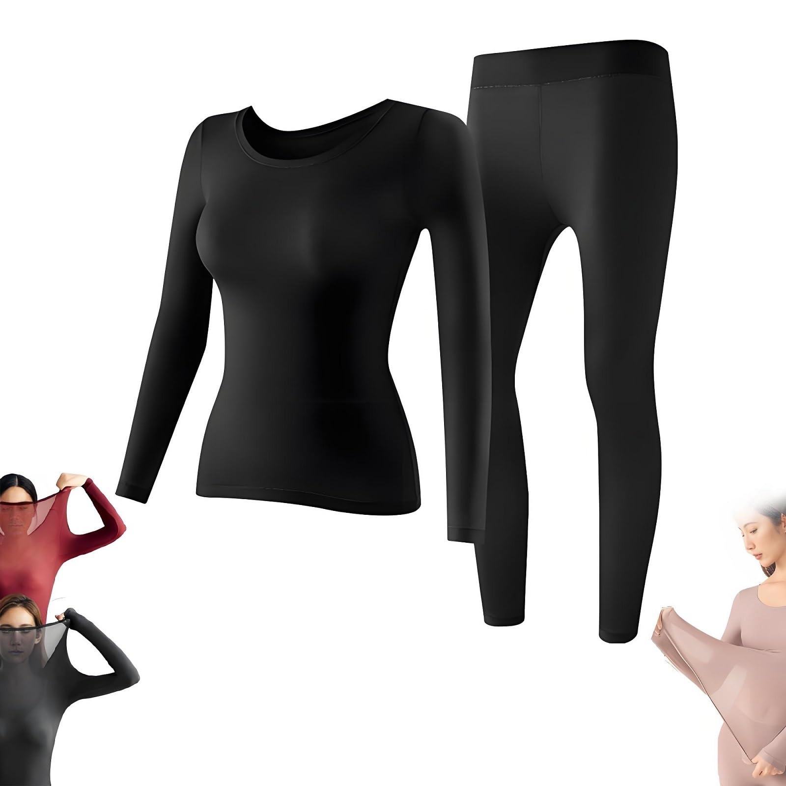 sous-vêtements Thermiques élastiques sans Coutures, sous-Couche élastique Ultra-Fine for l'hiver, Ensembles de sous-vêtements Thermiques Doux