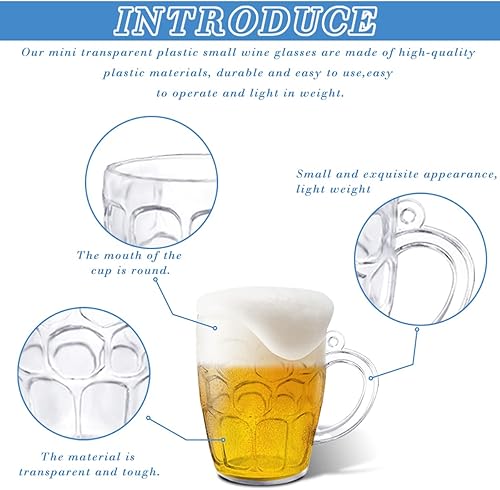 Miniatura 3 de DOERDO - 25 mini vasos de cerveza de plástico transparente, vasos de jugo pequeños, vasos de degustación para festivales de cerveza, barbacoas al