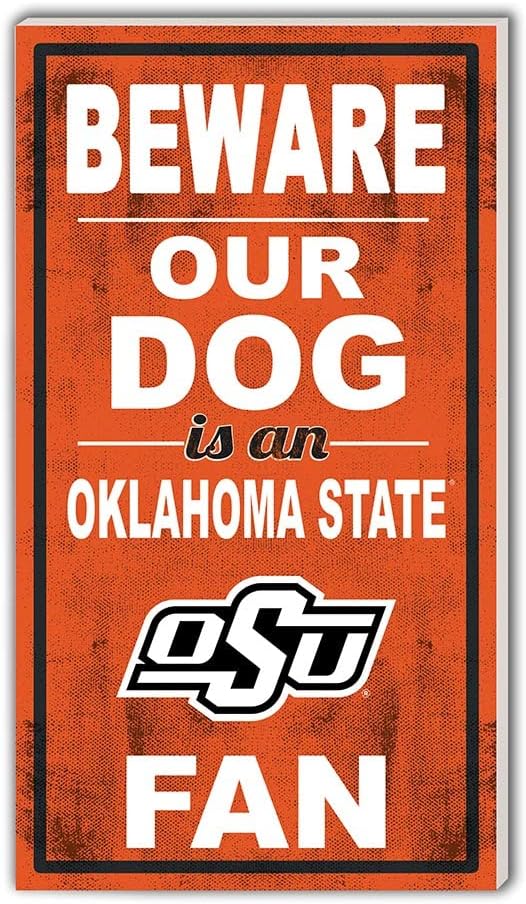 KH Sports Fan Oklahoma State Cowboys 11"x20" Beware of Dog Indoor Outdoor Sign, One Size, Team Color