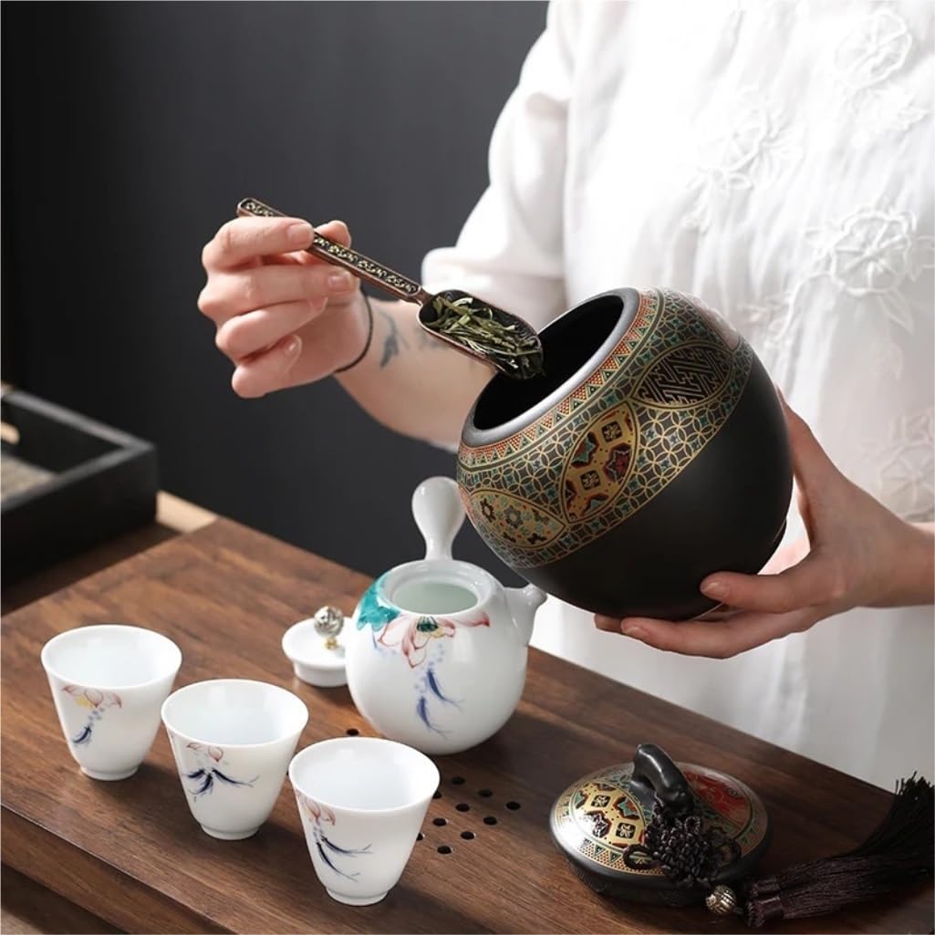 Teedose Keramik Teekanne mit Deckel Luftdichter Behälter in Home Decoration, Süßigkeiten, Kaffeebohnen, Vorratsdose für Lebensmittelaufbewahrung Tee-Box (M)
