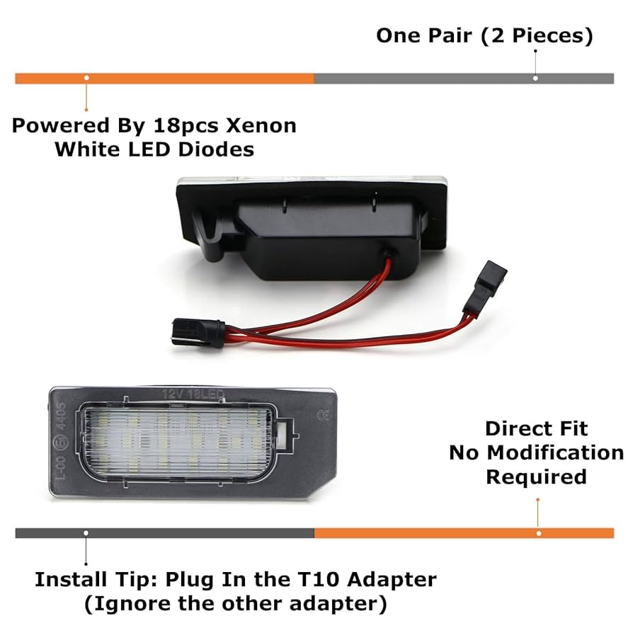 2x 18 SMD LED Number License Plate Lights For Renault Megane MK2 MK3