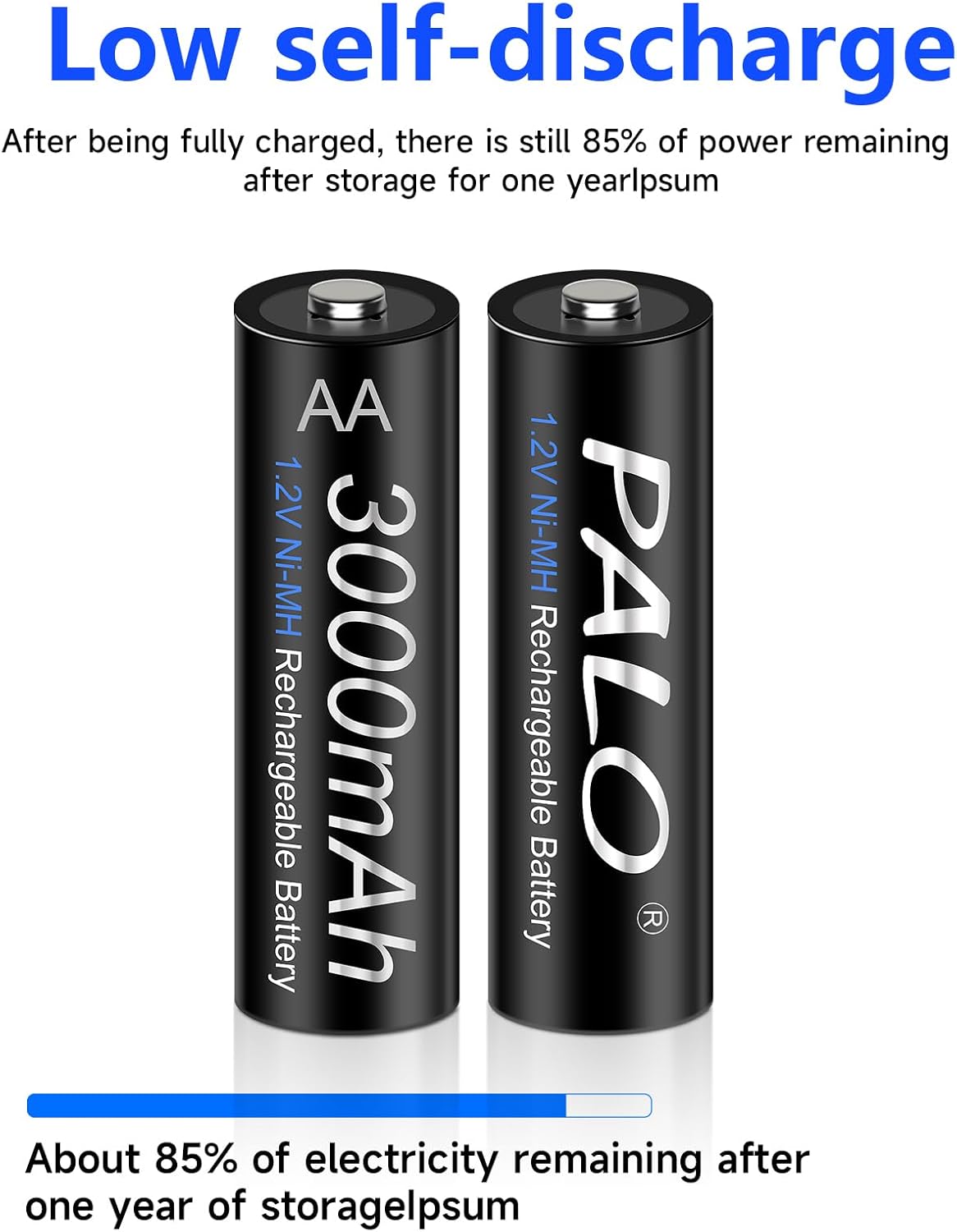 16 Pack Rechargeable AA and AAA Battery with Charger, 8 Pack AA 3000mAh with 8 Pack AAA 1100mAh Low Self Discharge 1.2V Ni-MH Batteries with Smart 8 Bay Independent Fast Charge Charger