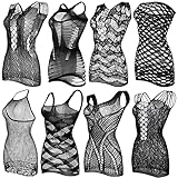 Geyoga 8-Piece Fishnet Dress Set - Women's Lingerie in Black