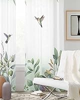 Vista 3 de Cortinas traslúcidas de eucalipto verde de 63 pulgadas de largo, juego de 2 paneles de cortinas para cocina, dormitorio, sala de estar, puerta
