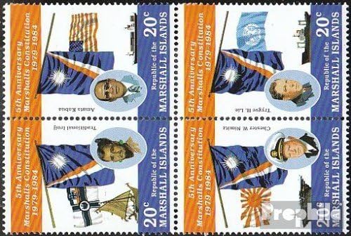 Marshall-Islands 27-30 block of four (complete.issue.) unmounted mint/never hinged ** MNH 1984 5 years Constitution (Stamps for collectors) Seafaring/ships