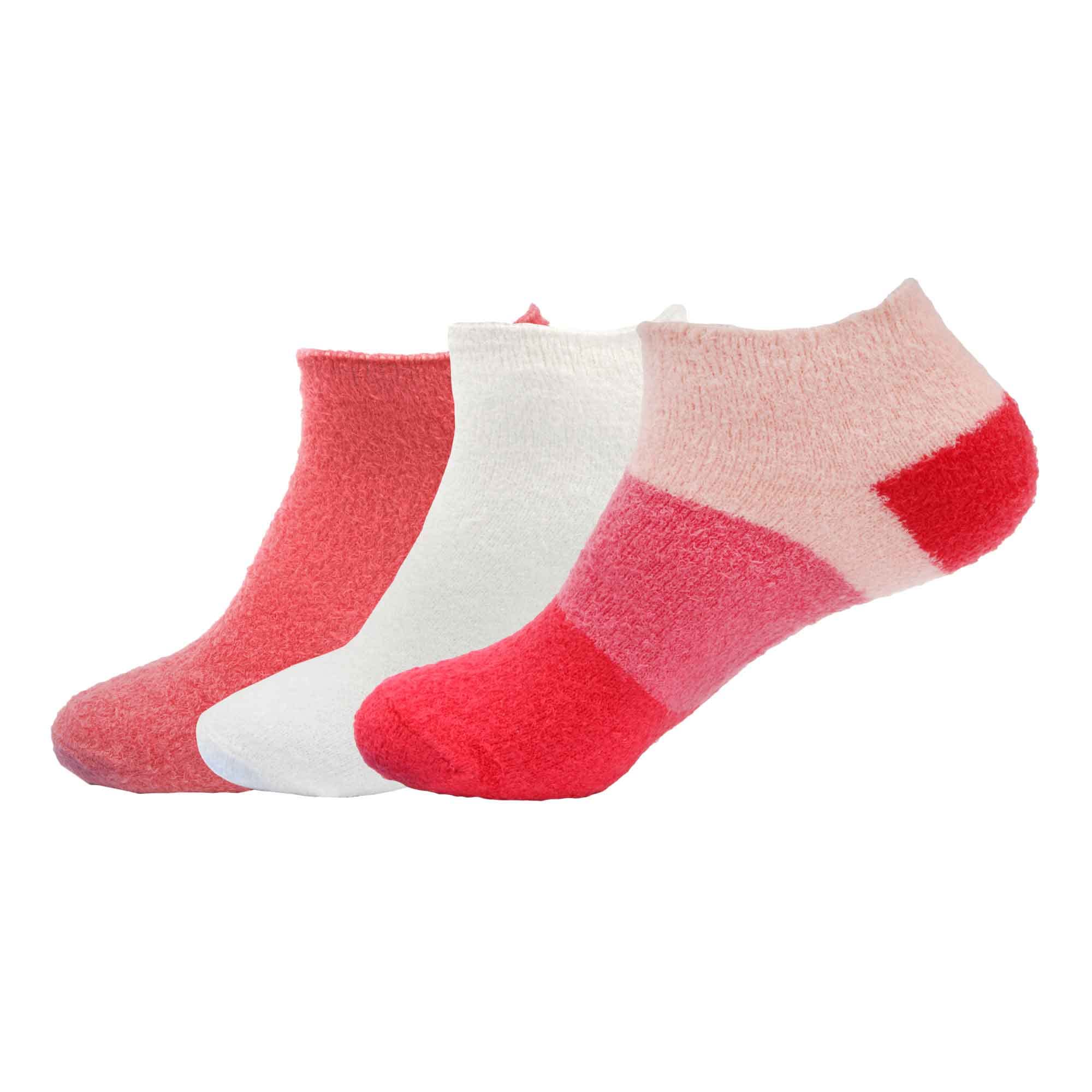 BambooMN Women's Super Soft Aloe Infused Fuzzy Nylon Spa Socks - Size 4-8 - Assortment C - 3 Pairs