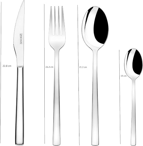 MONIX Génova | Set de Couverts 24 Pièces avec Couteau à Steak en Acier Inoxydable 18/10 Design Moderne Poli ideal Épaisseur 2,5 Mm - 2