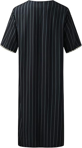 Vista 4 de Kaftan musulmán Thobe - Bata de lino de manga larga para hombre, ropa de oración árabe Eid, cuello en V, vestido largo de noche, camisa de descanso