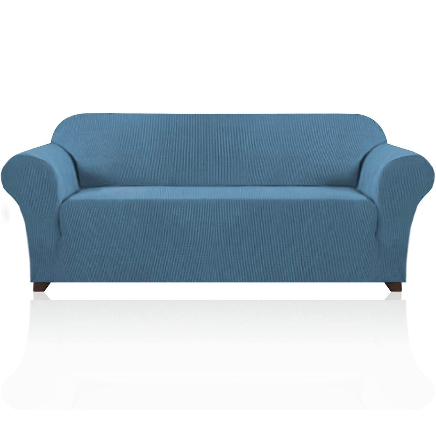 PrinceDeco Stretch Sofa Cover Slipcover Couch Covers for 3 Cushion Couch Furniture Protector Sofa Covers with Non Slip Elastic Bottom Dogs Pet Friendly Fitted (Sofa, Dusty Blue)