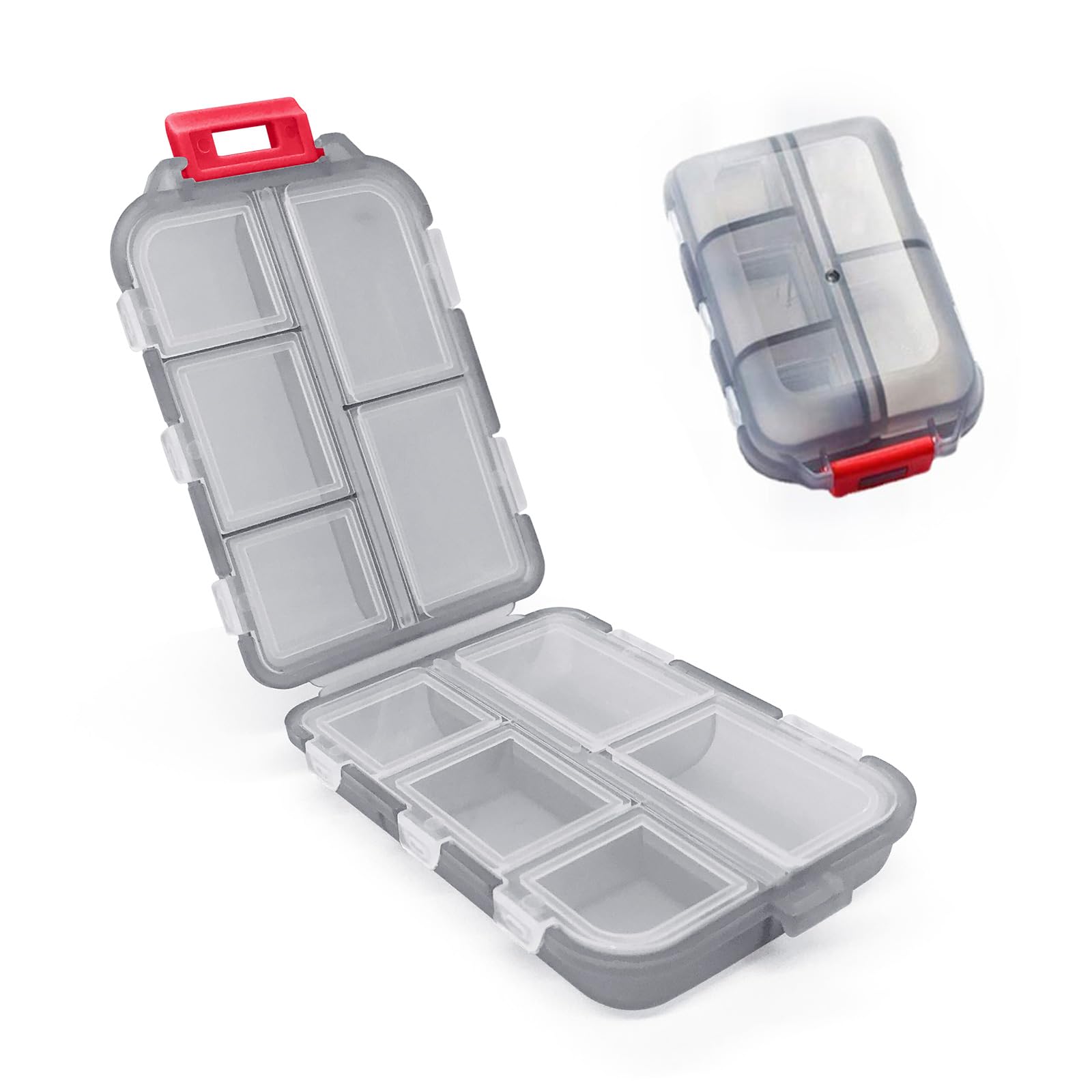 Wikineon Pill Box Pill Organiser Tablet Organiser Medicine Storage Box for Vitamins Medication, suitable portable in Pocket Bag for Trip Waterproof 10 Compartments Pill Organizer, Medication Organizer