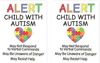 Autism Alert Decals (2-Pack) - 3x4 Emergency Safety Stickers for Children with Autism - Car, Window, Door Signs